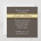 Taupe Gold Simple 50th Birthday Party Invitation Kaart (Achterkant)