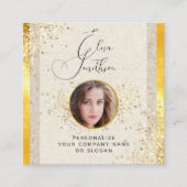 Taupe Goud Calligraphy Sociale Media QR Code Foto Vierkante Visitekaartje (Voorkant)