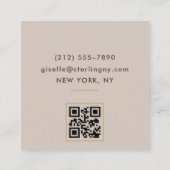 Taupe Goud Metallic QR Code Vierkante Visitekaartje (Achterkant)