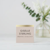Taupe Goud Metallic QR Code Vierkante Visitekaartje (Staand voorkant)