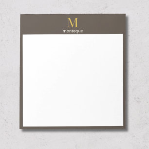 Taupe Goud Monogram Persoonlijke Naam Luxe Cadeau Notitieblok