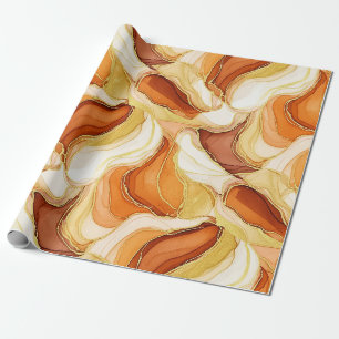 Taupe Goud Vloeiende Marmer Steen Abstract Cadeaupapier