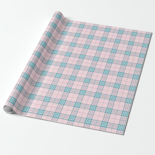 Taupe Gray and Cream Fine Tartan Plaid Cadeaupapier (Uitgerold)