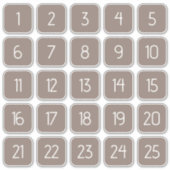 Taupe Gray Customizable Square Number Stickers (Voorkant)