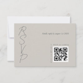 Taupe Gray Elegant Wedding QR-code RSVP Kaartje
