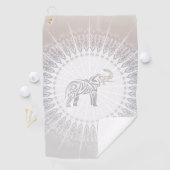 Taupe Gray Elephant Mandala Golfhanddoek (Insitu)