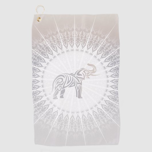 Taupe Gray Elephant Mandala Golfhanddoek (Voorkant)