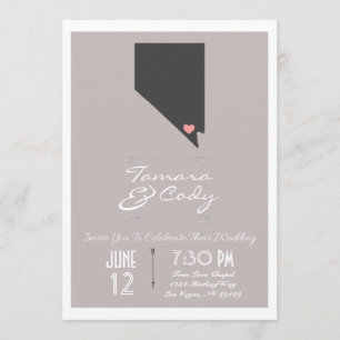Taupe Gray Las Vegas, Nevada Wedding Invitation Kaart
