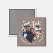 Taupe Gray Photo Modern Script Save the Date Magneet (Voorkant / Achterkant)