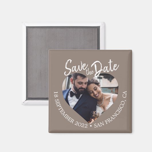 Taupe Gray Photo Modern Script Save the Date Magneet (Voorkant / Achterkant)