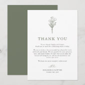 Taupe Green Boho Minimalist Botanicals Wedding Bedankkaart (Voorkant / Achterkant)