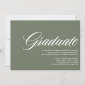 Taupe Green Bold Kalligrafie Foto Afstuderen Kaart (Achterkant)