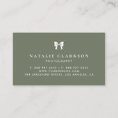 Taupe Green Chic Ribbon Bow Minimalist Visitekaartje (Achterkant)