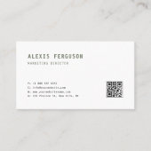 Taupe Green Eenvoudige Typografie QR Code Minimali Visitekaartje (Voorkant)