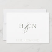 Taupe Green Elegant Monogram Huwelijk Bedankkaart (Voorkant)