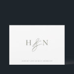 Taupe Green Elegant Monogram Huwelijk Bedankkaart<br><div class="desc">Elegant trouwmonogram bedankt je kaart. Deze trouwmonogram kaart bevat elegante scriptampersand en klassieke typografie. Personaliseer door uw eigen monogram en andere details toe te voegen. Dit minimalistische monogram bruiloft bedankt je kaart zal ook perfect zijn als een paar kantoorbenodigdheden.</div>