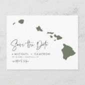 Taupe Green Hawaii State Map QR Code Bewaar de dat Aankondigingskaart (Voorkant)