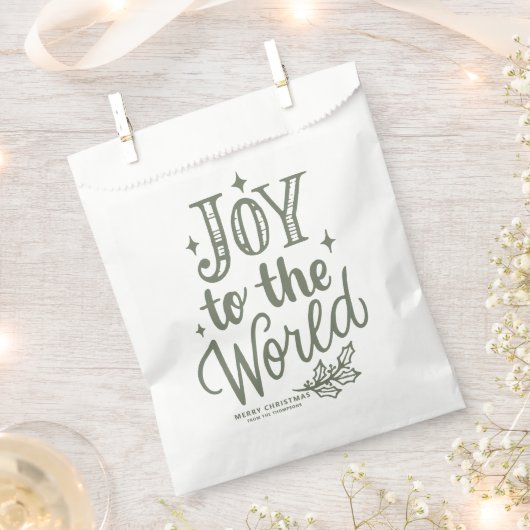 Taupe Green Joy to the World Christmas Lettering Bedankzakje (Geknipt)