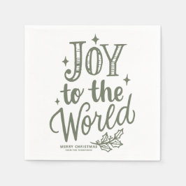 Taupe Green Joy to the World Lettering Christmas Servet