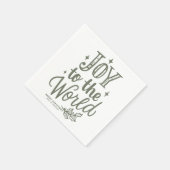 Taupe Green Joy to the World Lettering Christmas Servet (Hoek)