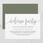 Taupe Green  Kalligrafie Welkomstfeest Kaart (Voorkant / Achterkant)