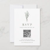 Taupe Green Minimailist Boeket QR Code Huwelijk RSVP Kaartje (Voorkant)