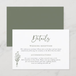 Taupe Green Minimailist Boeket Trouwdetails Informatiekaartje