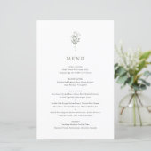 Taupe Green Minimalist Bloemen Boeket Menu Kaart (Staand voorkant)