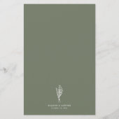 Taupe Green Minimalist Bloemen Boeket Menu Kaart (Achterkant)