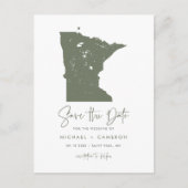 Taupe Green Minnesota Kaart QR Code De datum opsla (Voorkant)