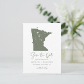 Taupe Green Minnesota Kaart QR Code De datum opsla (Staand voorkant)