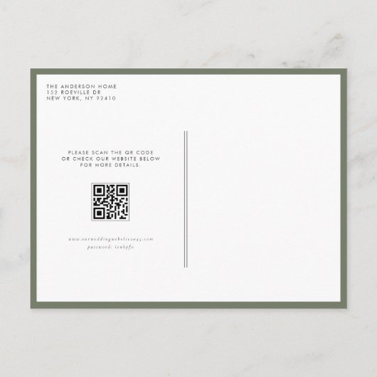 Taupe Green Nevada State Map QR-code Save the Date Aankondigingskaart (Achterkant)