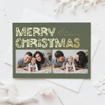 Taupe Green Scandinavisch Twee Foto Kerstmis Folie Feestdagen Briefkaart<br><div class="desc">Stuur feestvreugde met ons aanpasbare twee-foto kerst briefkaart, met charmante Scandinavische stijl typografie. Dit gouden folie briefkaart combineert de moderne esthetiek prachtig met een feestelijke sfeer, zodat u twee van uw favoriete foto's kunt laten zien. De moderne typografie wordt aangevuld met een minimalistisch ontwerp dat de essentie van de Scandinavische...</div>