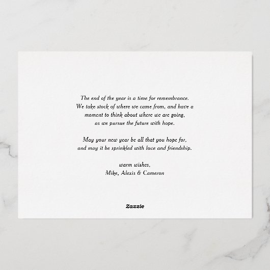 Taupe Green Scandinavisch Twee Foto Kerstmis Folie Feestdagenkaart (Achterkant)