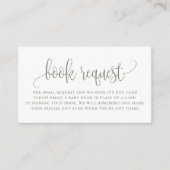 Taupe Green  Script Baby shower Boek Aanvraag Informatiekaartje (Voorkant)