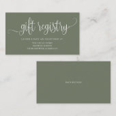 Taupe Green  Script Baby shower Registry Informatiekaartje (Voorkant / Achterkant)