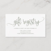 Taupe Green  Script Baby shower Registry Informatiekaartje (Voorkant)