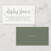 Taupe Green  Script Display Shower Informatiekaartje (Voorkant / Achterkant)