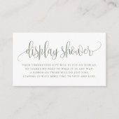 Taupe Green Script Display Shower Informatiekaartje (Voorkant)