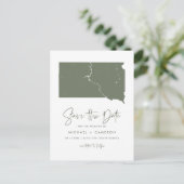 Taupe Green South Dakota Kaart QR Code De datum op (Staand voorkant)
