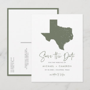 Taupe Green Texas State Kaart QR-code Save the Dat
