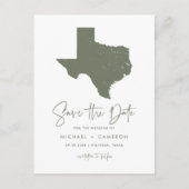 Taupe Green Texas State Kaart QR-code Save the Dat (Voorkant)