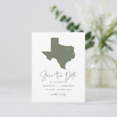 Taupe Green Texas State Kaart QR-code Save the Dat (Staand voorkant)