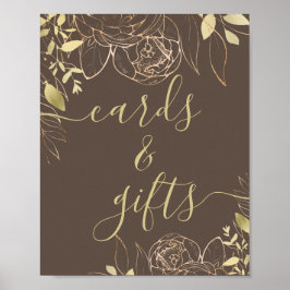 Taupe Greige & Gold Modern Floral Cards & Gifts Poster