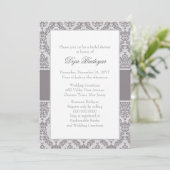 Taupe Grey Damask Bridal Shower Kaart (Staand voorkant)