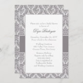 Taupe Grey Damask Bridal Shower Kaart (Voorkant / Achterkant)