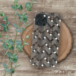 Taupe Grey Dark Brown White Mosaic Art Hoesje-Mate iPhone 12 Pro Max Hoesje