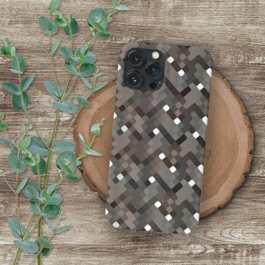 Taupe Grey Dark Brown White Mosaic Art Hoesje-Mate iPhone Hoesje