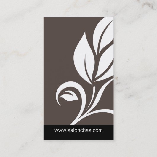 Taupe Grey Leaf Salon Spa Visitekaartje (Voorkant)