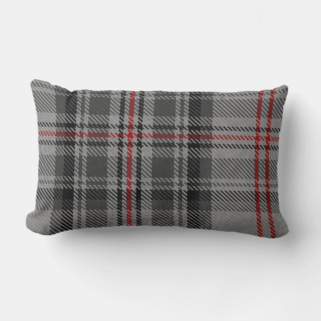 Taupe Grey Red Giant Tartan Pset Kussen (Voorkant)